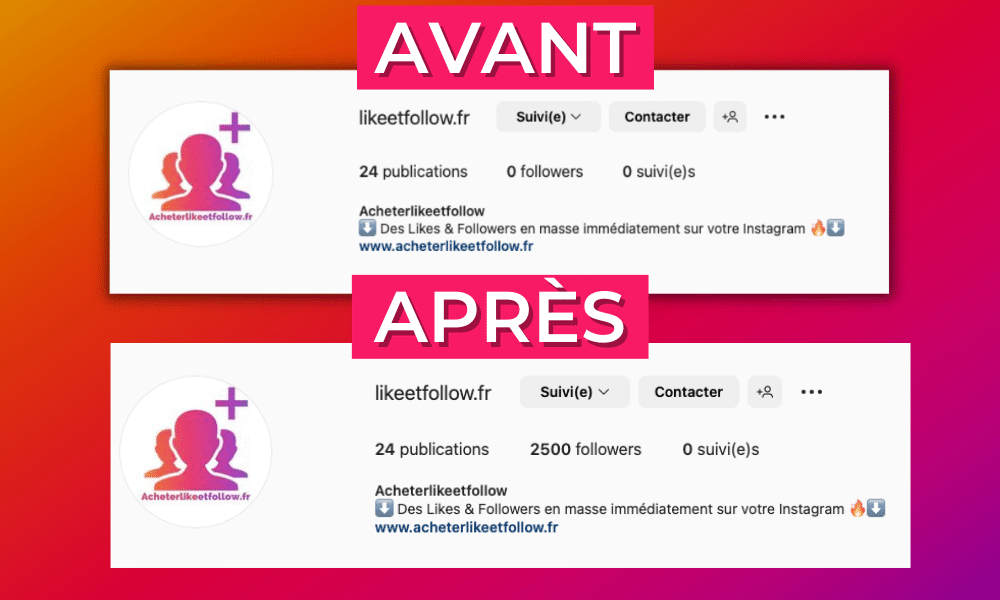 2500 abonnés pour compte Instagram