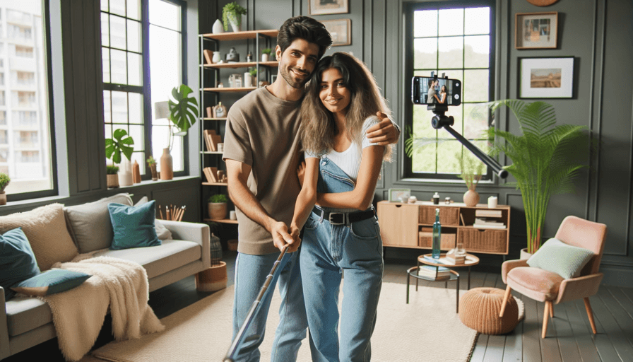 Tournage d'une vidéo TikTok en couple